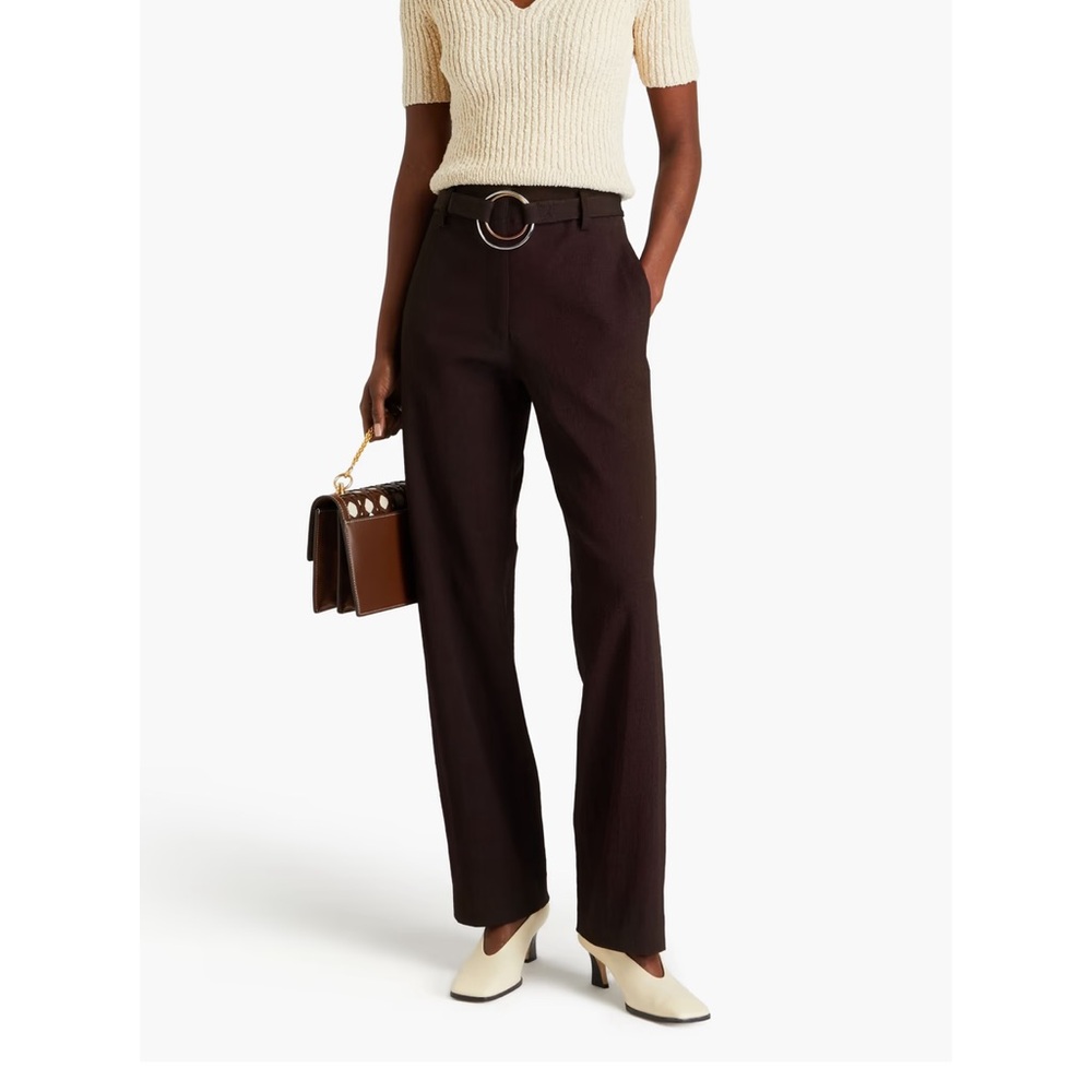 Tory Burch Belted faille straight-leg pant